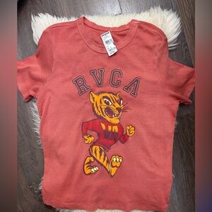 RVCA Coral Graphic Tee with Tiger Mascot XS
